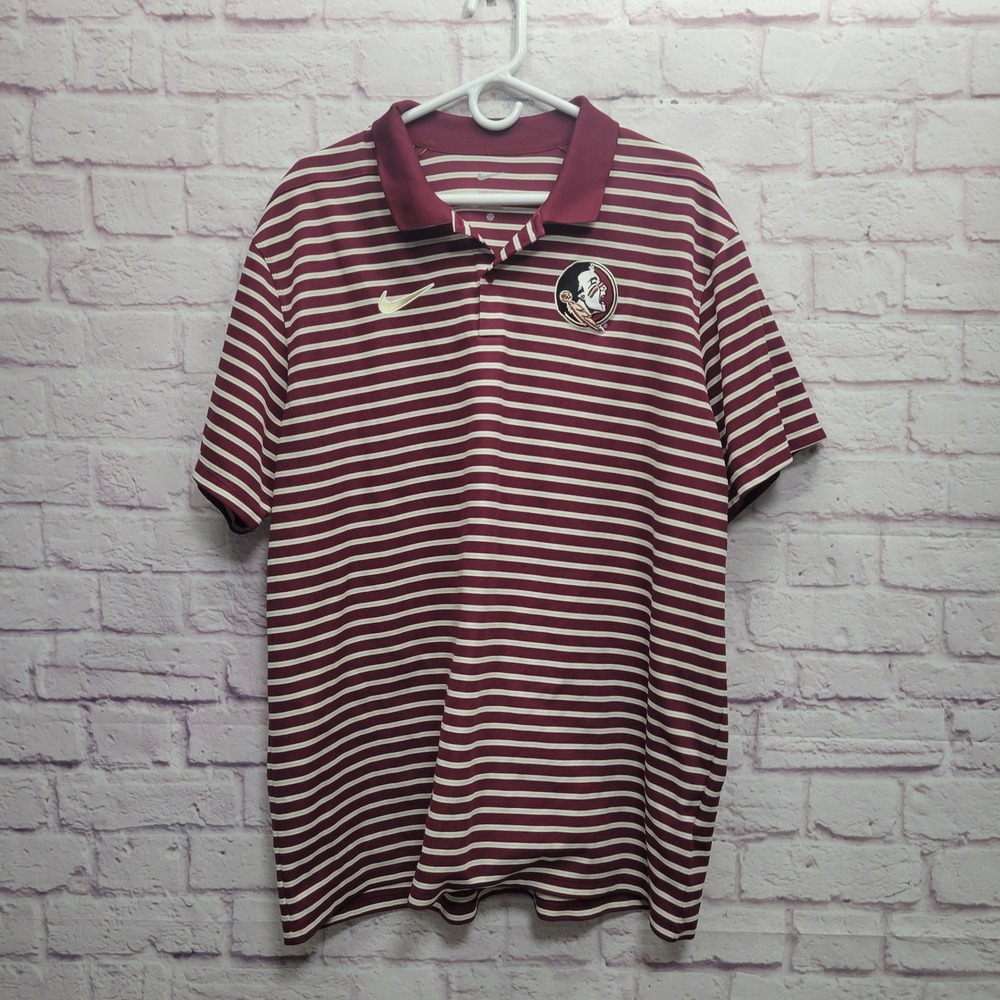 Nike FSU Seminoles Striped Polo Shirt Men XXL DriFit Collegiate Athleisure Retro